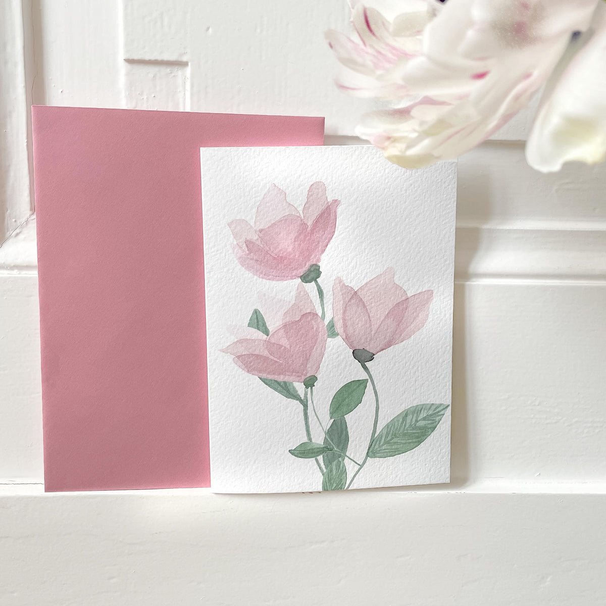 Klappkarte "Blütenzart", Blumen Aquarell – Ansicht 1