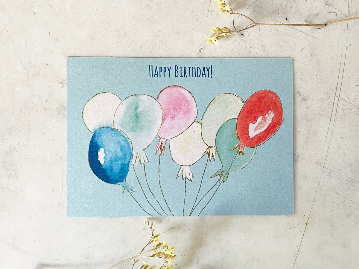 Postkarte "Happy Birthday Luftballons" – Ansicht 1