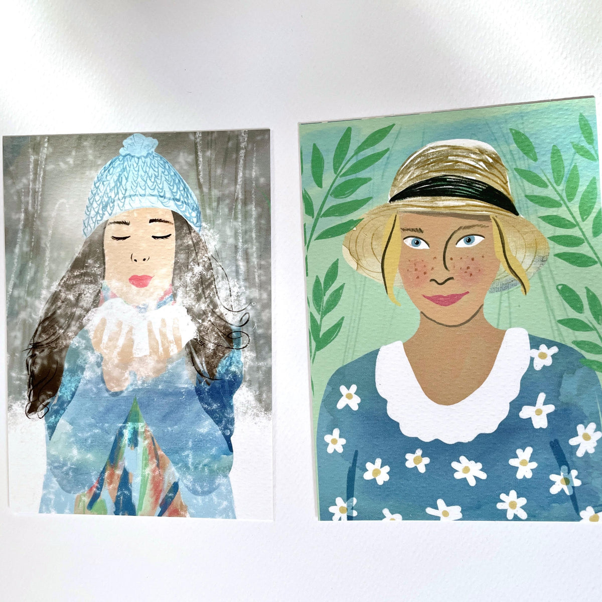 Postkarte "Frau mit Gänseblümchen" – Ansicht 6