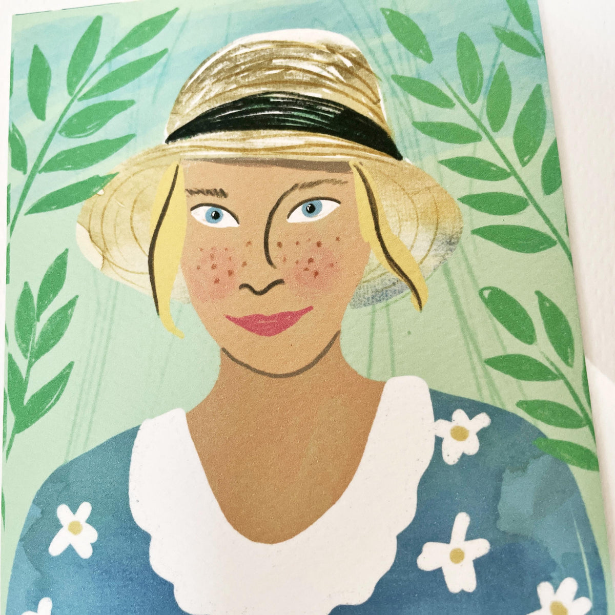 Postkarte "Frau mit Gänseblümchen" – Ansicht 5