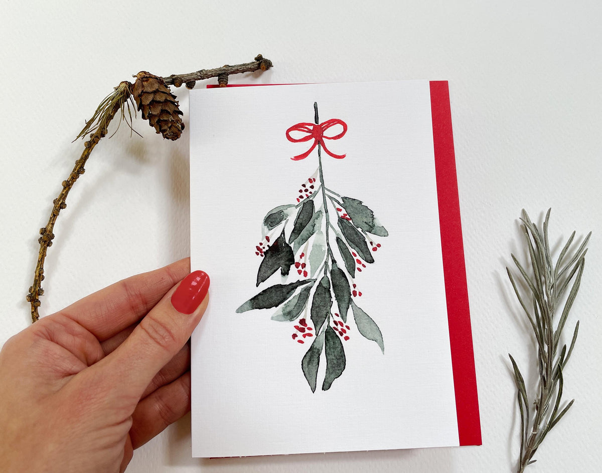 Weihnachtskarte "Mistelzweig", Klappkarte – Ansicht 4