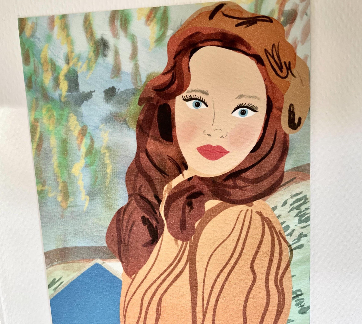 Postkarte "Frau mit Baskenmütze" – Ansicht 1