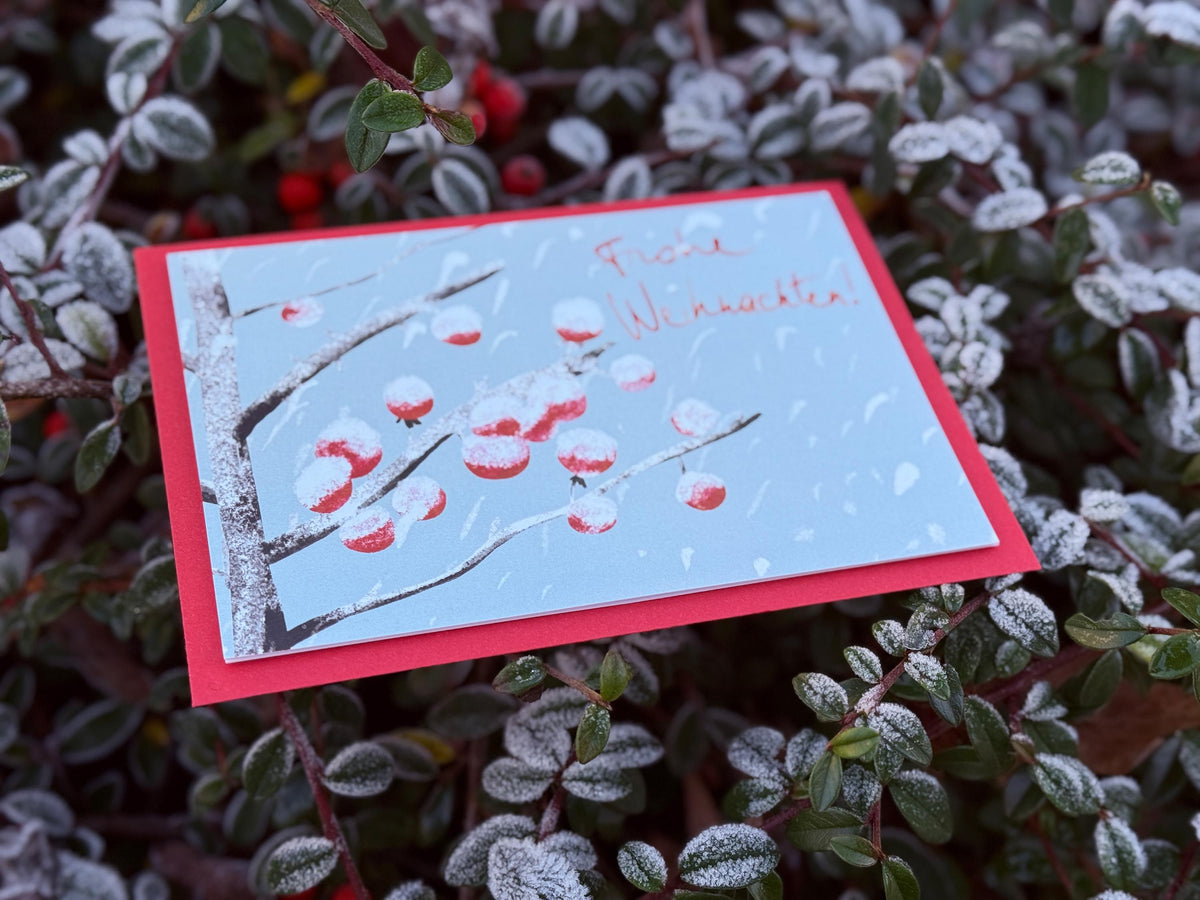 Weihnachtskarten "Schneebedeckte Beeren" – Ansicht 2
