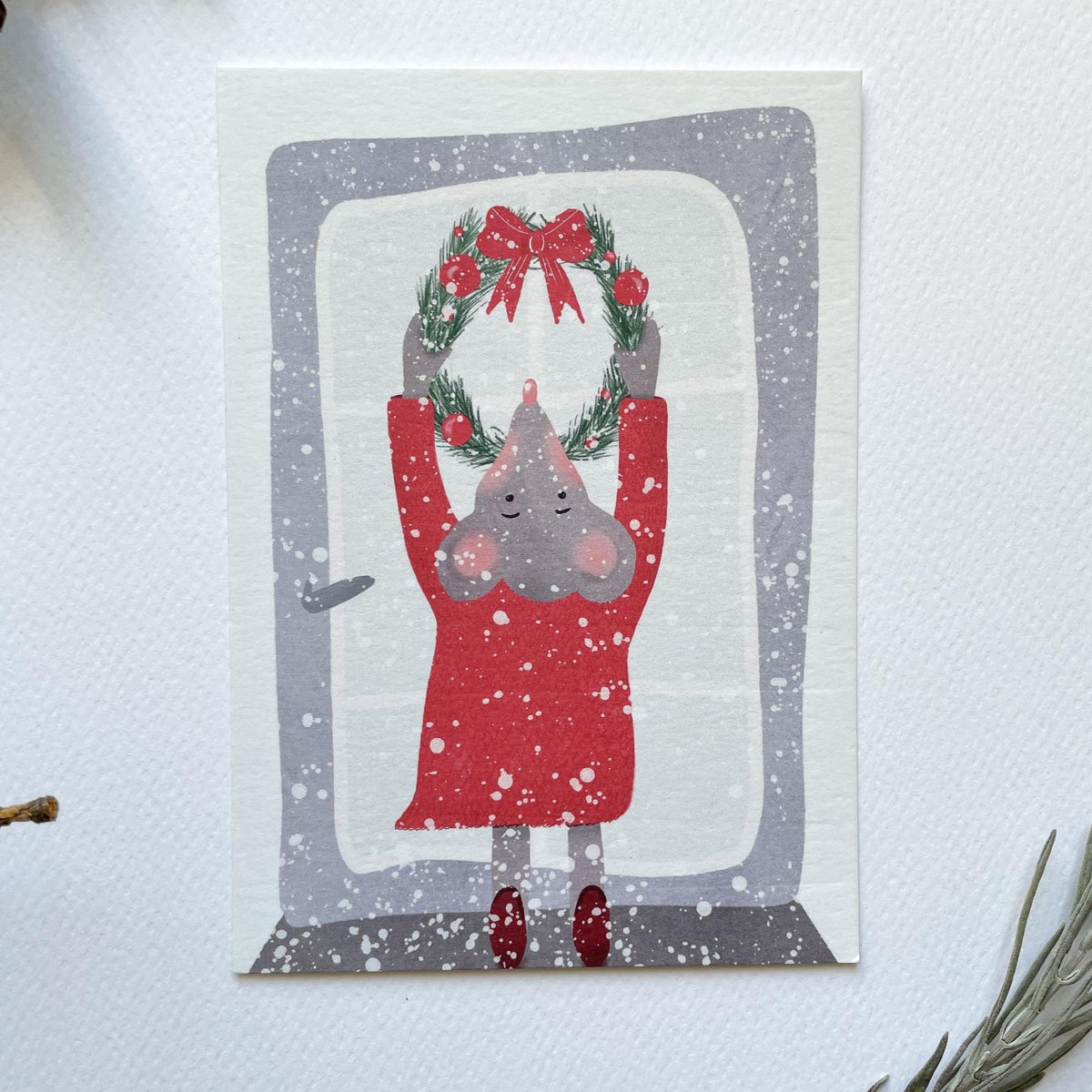Weihnachtskarte "Maus mit Kranz", Postkarte – Ansicht 9
