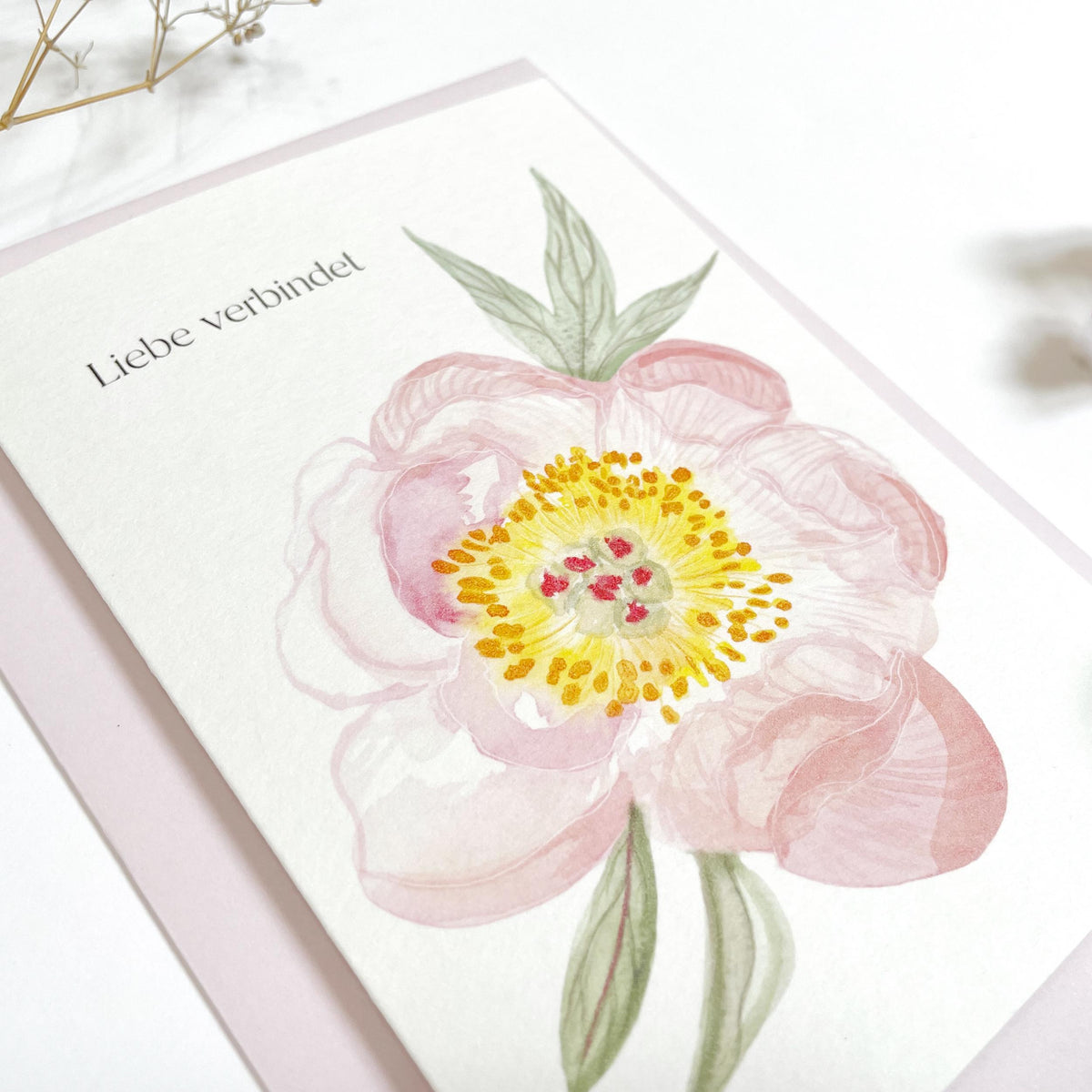 Hochzeitskarte Aquarell Pfingstrose – Ansicht 3