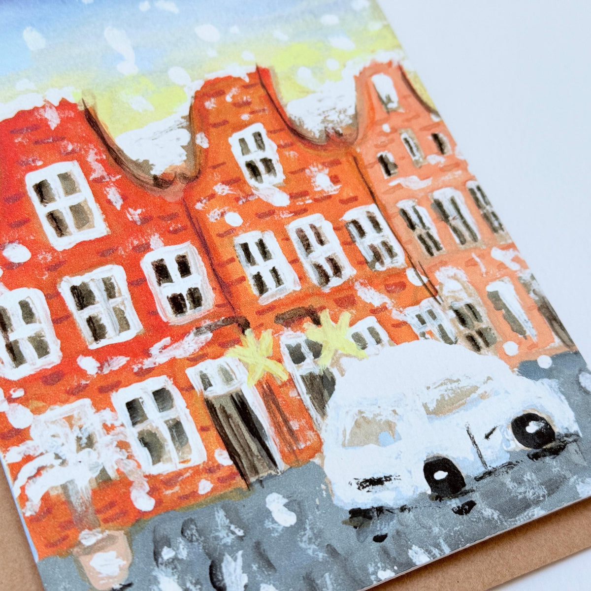 Weihnachtskarte "Stadt im Schnee", Klappkarte – Ansicht 5