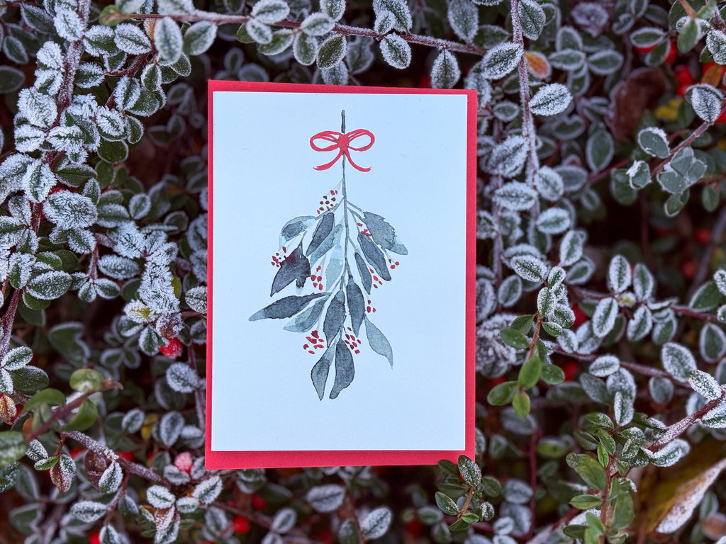 Weihnachtskarte "Mistelzweig", Klappkarte – Ansicht 1