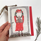 Weihnachtskarte "Maus mit Kranz", Postkarte – Ansicht 3