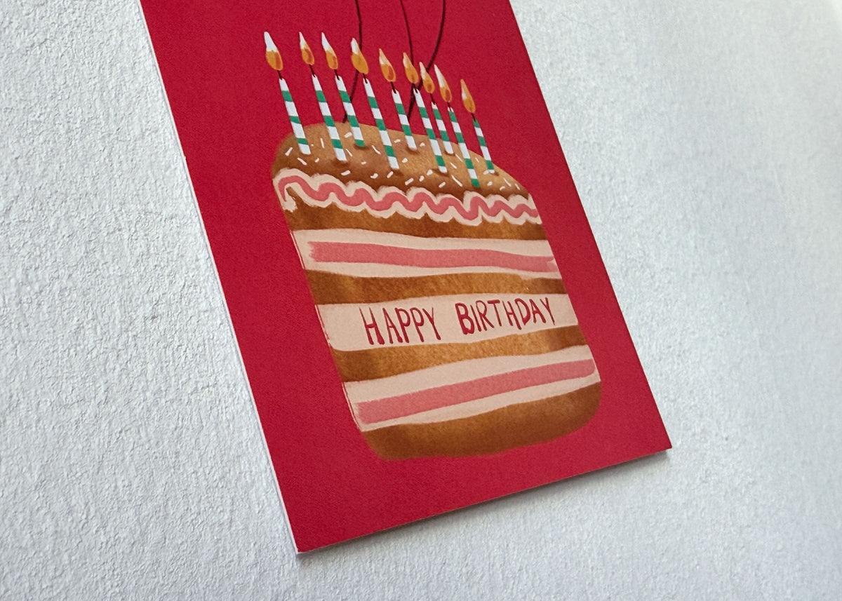 Postkarte "Geburtstagstorte und Ballons" – illustrierte Geburtstagskarte – Ansicht 2
