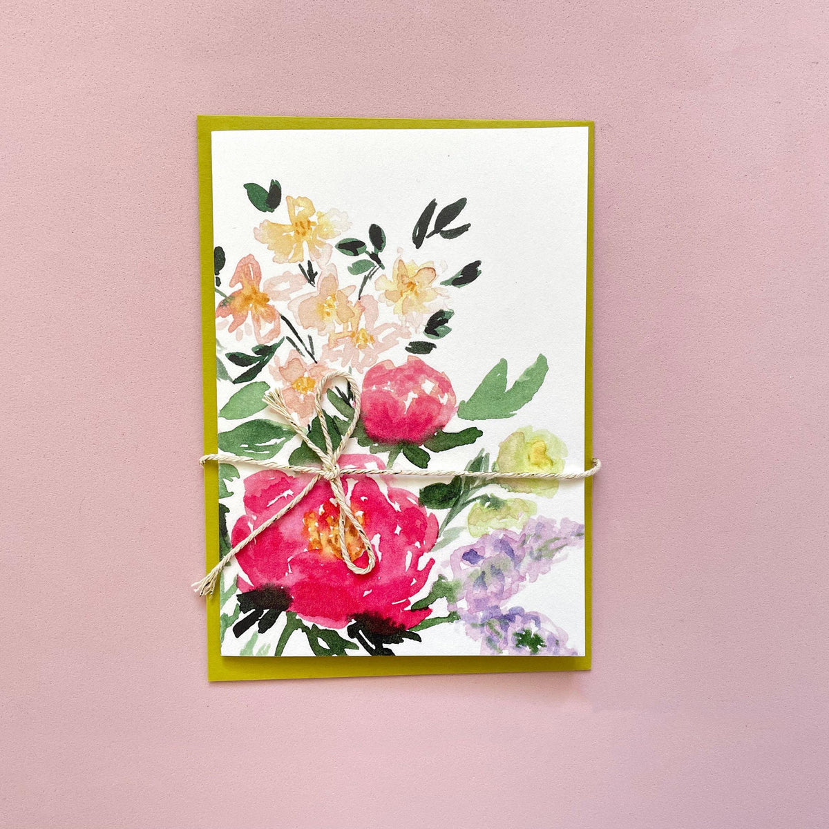 Grußkarte "Farbenfroh", Aquarell-Blumenkarte handgemalte florale Grüße – Ansicht 2