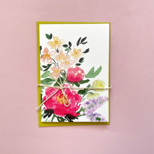 Grußkarte "Farbenfroh", Aquarell-Blumenkarte handgemalte florale Grüße – Ansicht 2