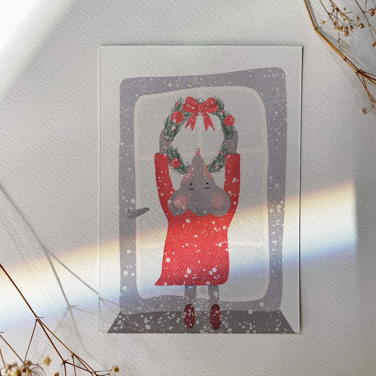 Weihnachtskarte "Maus mit Kranz", Postkarte – Ansicht 7