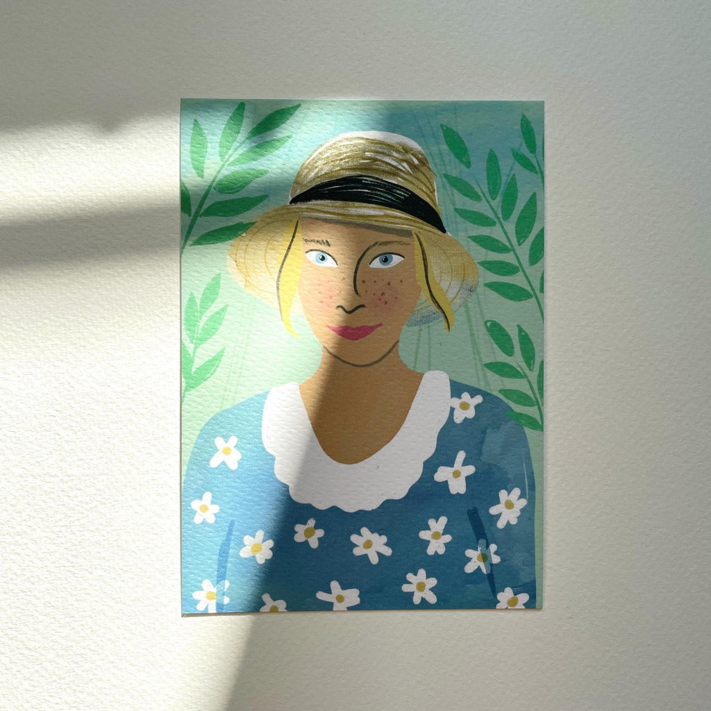 Postkarte "Frau mit Gänseblümchen" – Ansicht 4