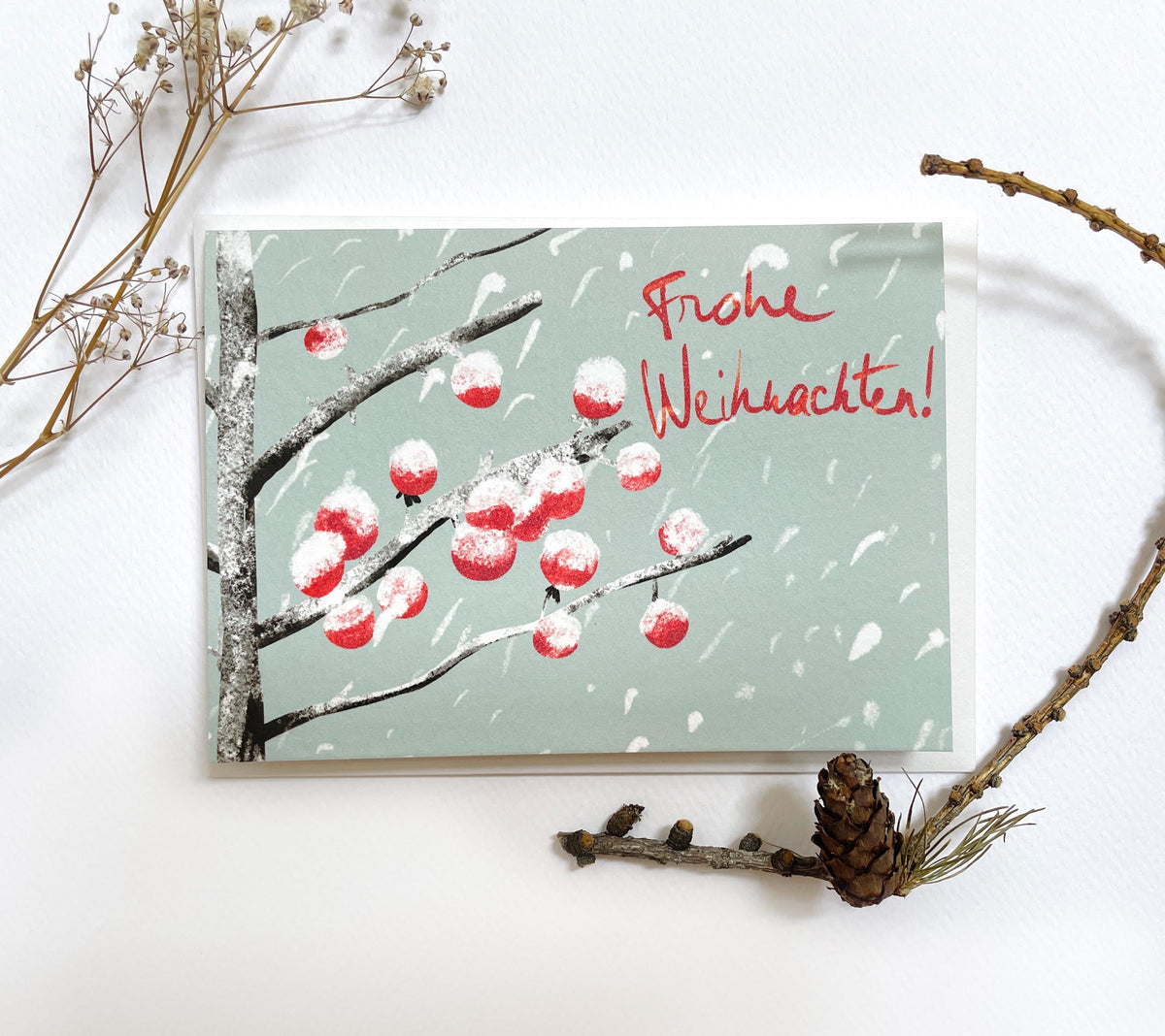 Weihnachtskarten "Schneebedeckte Beeren" – Ansicht 3