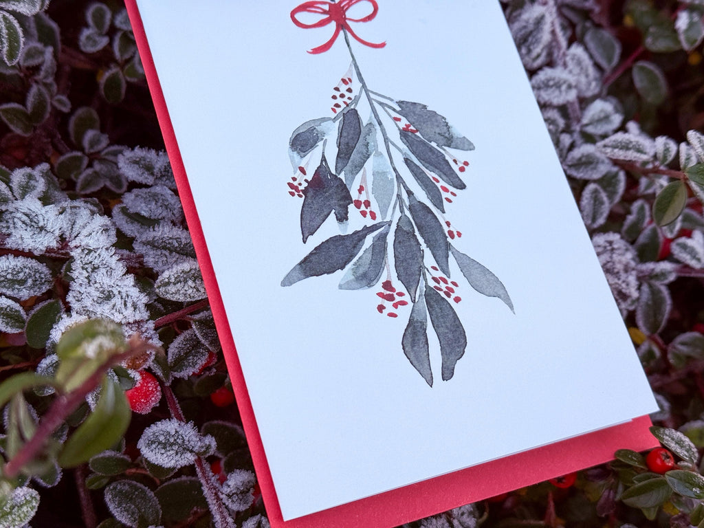 Weihnachtskarte "Mistelzweig", Klappkarte – Ansicht 3