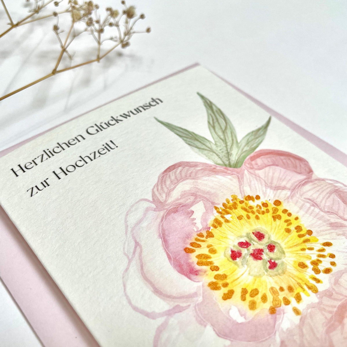 Hochzeitskarte Aquarell Pfingstrose – Ansicht 2