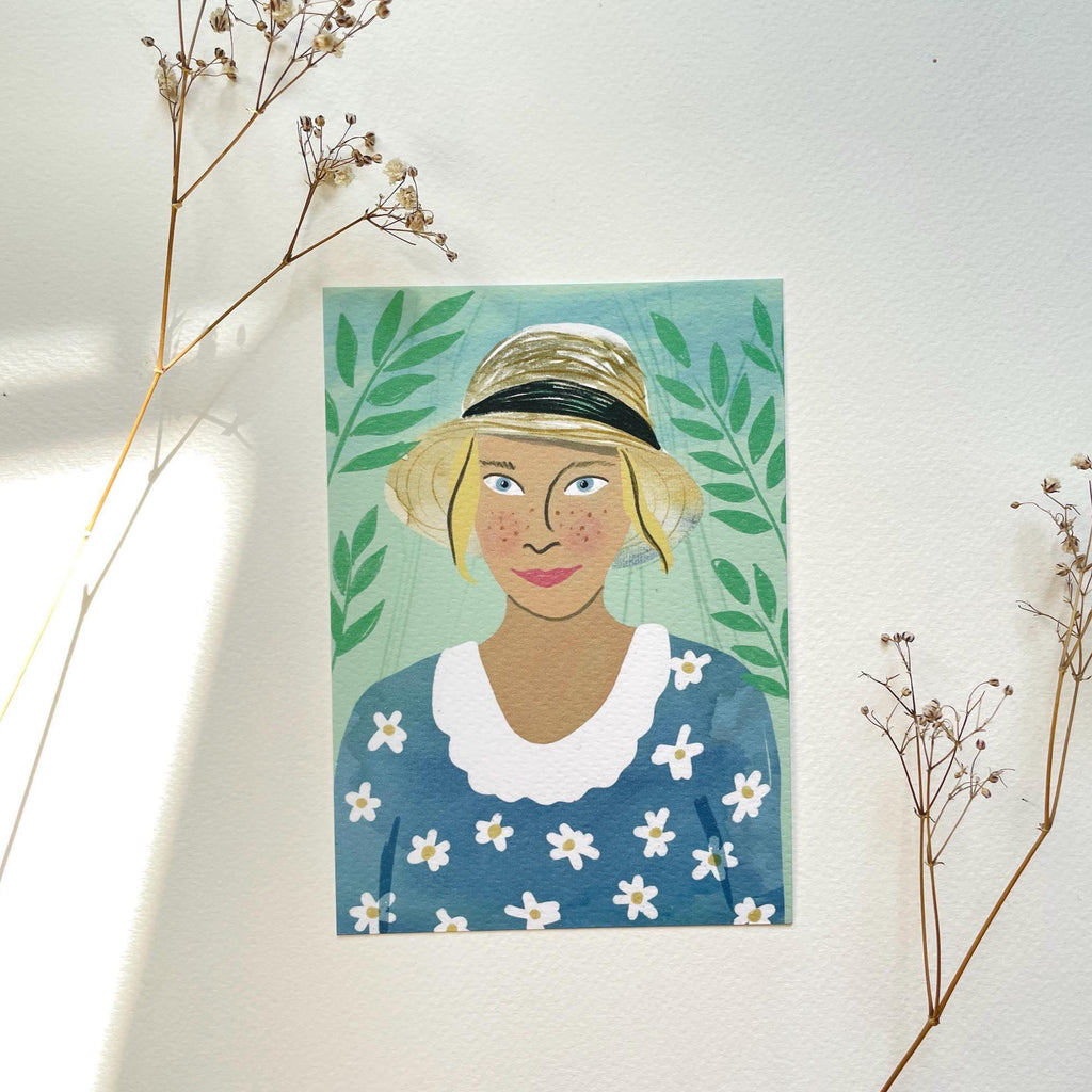 Postkarte "Frau mit Gänseblümchen" – Ansicht 2