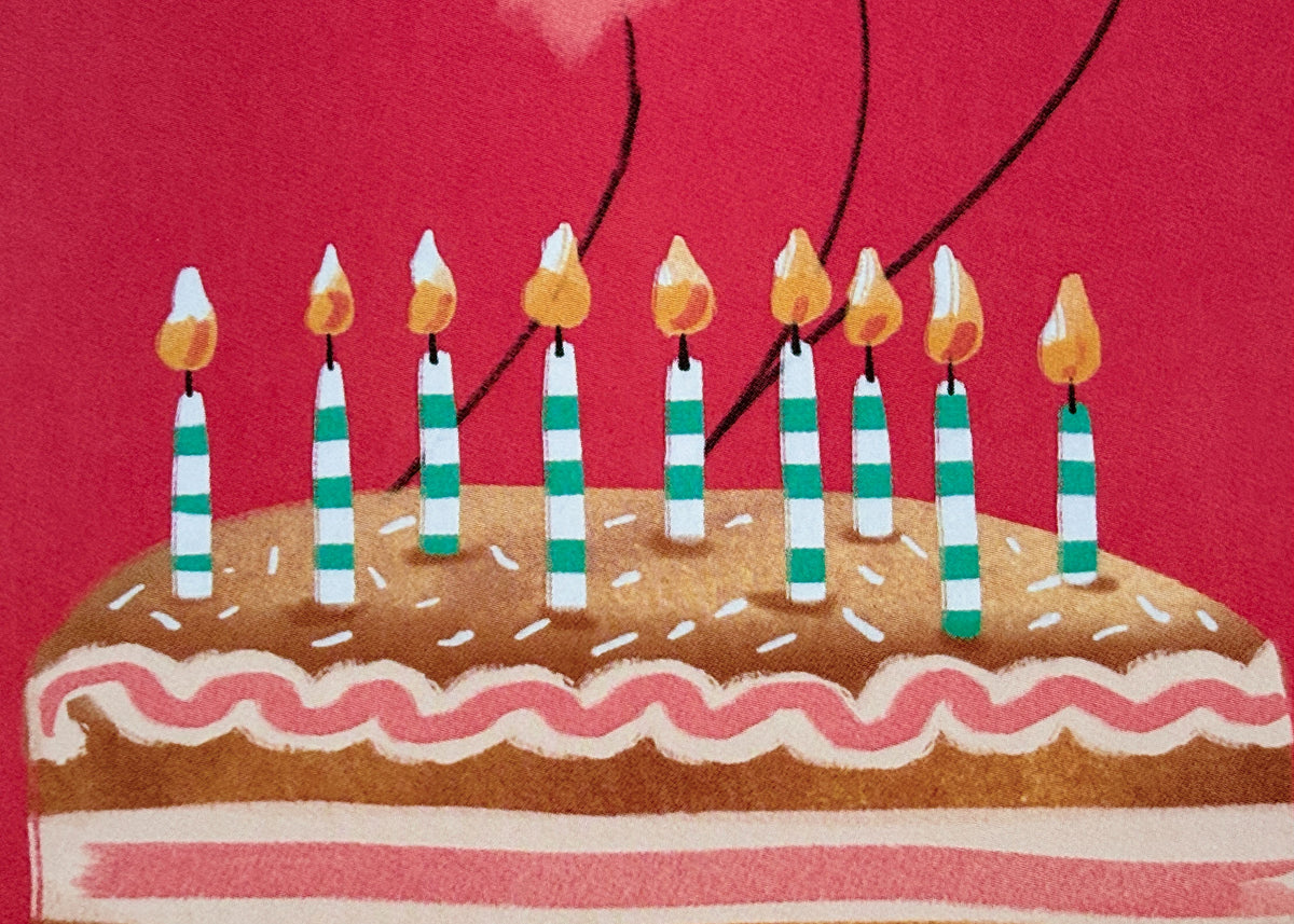 Postkarte "Geburtstagstorte und Ballons" – illustrierte Geburtstagskarte – Ansicht 3