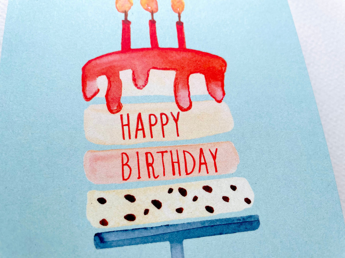 Postkarte "Happy Birthday Kuchen" I Handgemalte Illustration – Ansicht 3