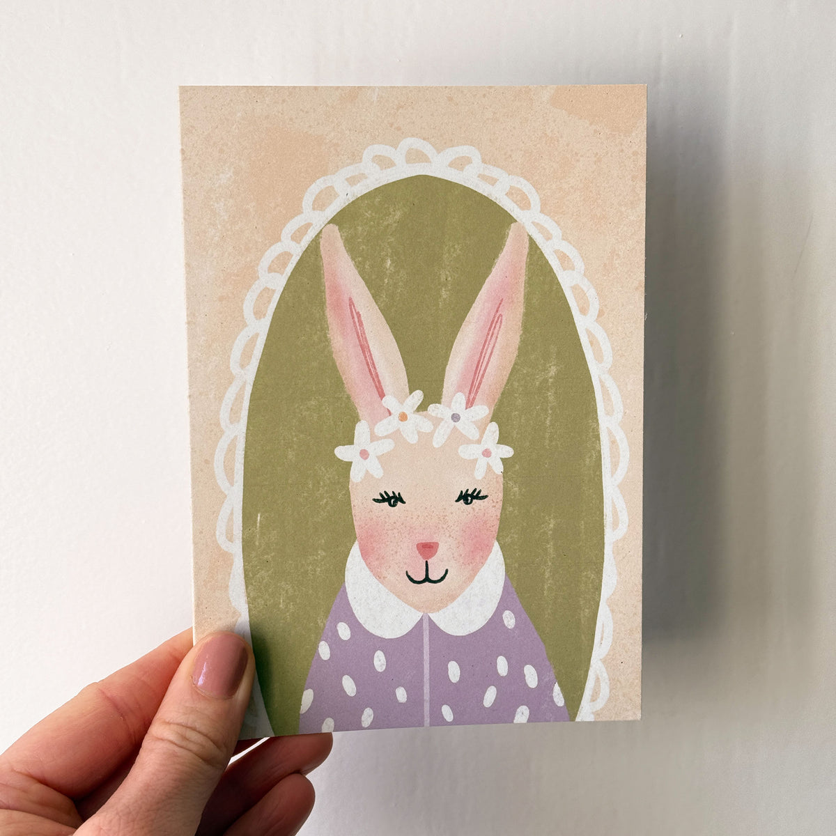 Osterkarte "Hasenfrau" | Vintage Illustration | Niedliche Hasenkarte – Ansicht 3
