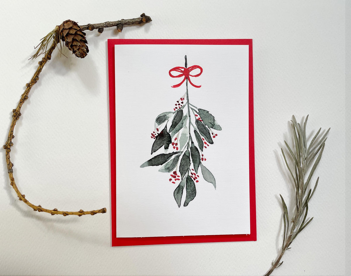Weihnachtskarte "Mistelzweig", Klappkarte – Ansicht 2