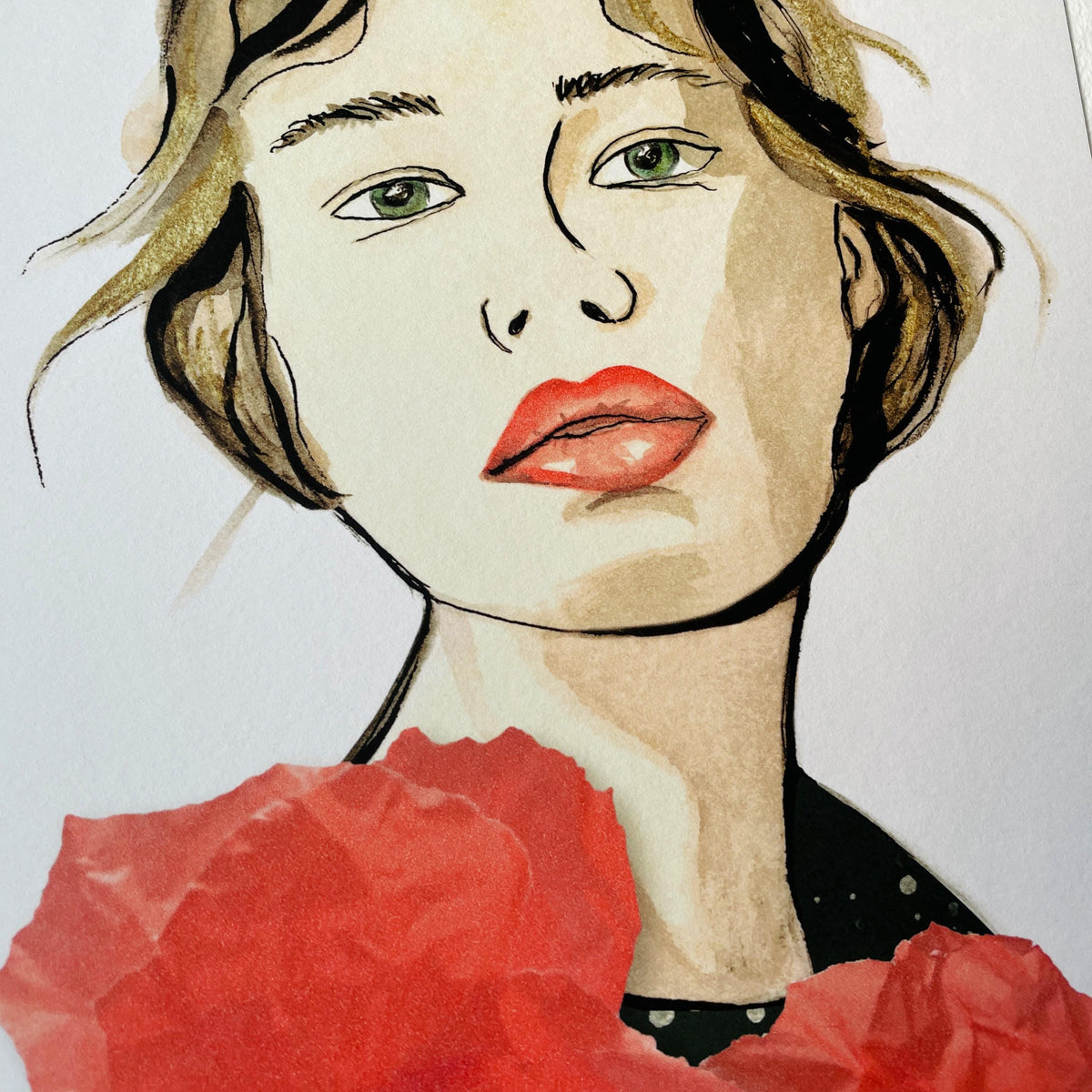 Frau mit roten Blumen – Ansicht 5