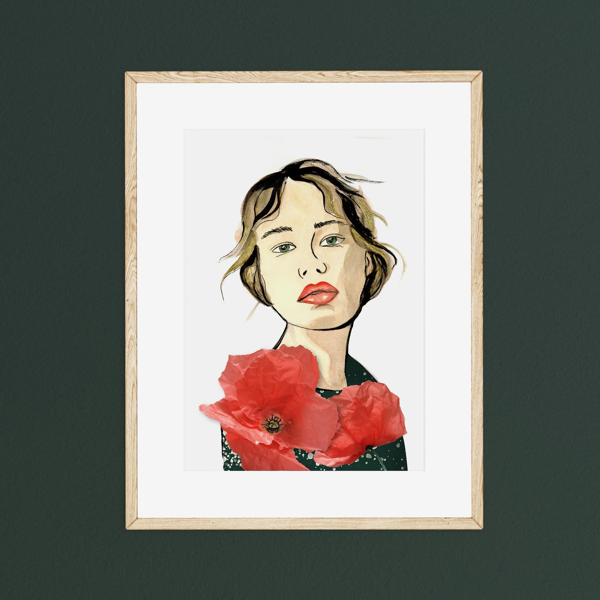 Frau mit roten Blumen – Ansicht 1