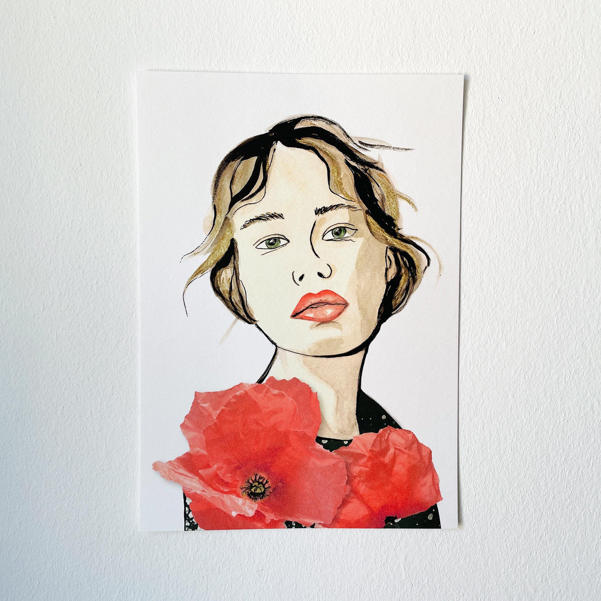 Frau mit roten Blumen – Ansicht 2